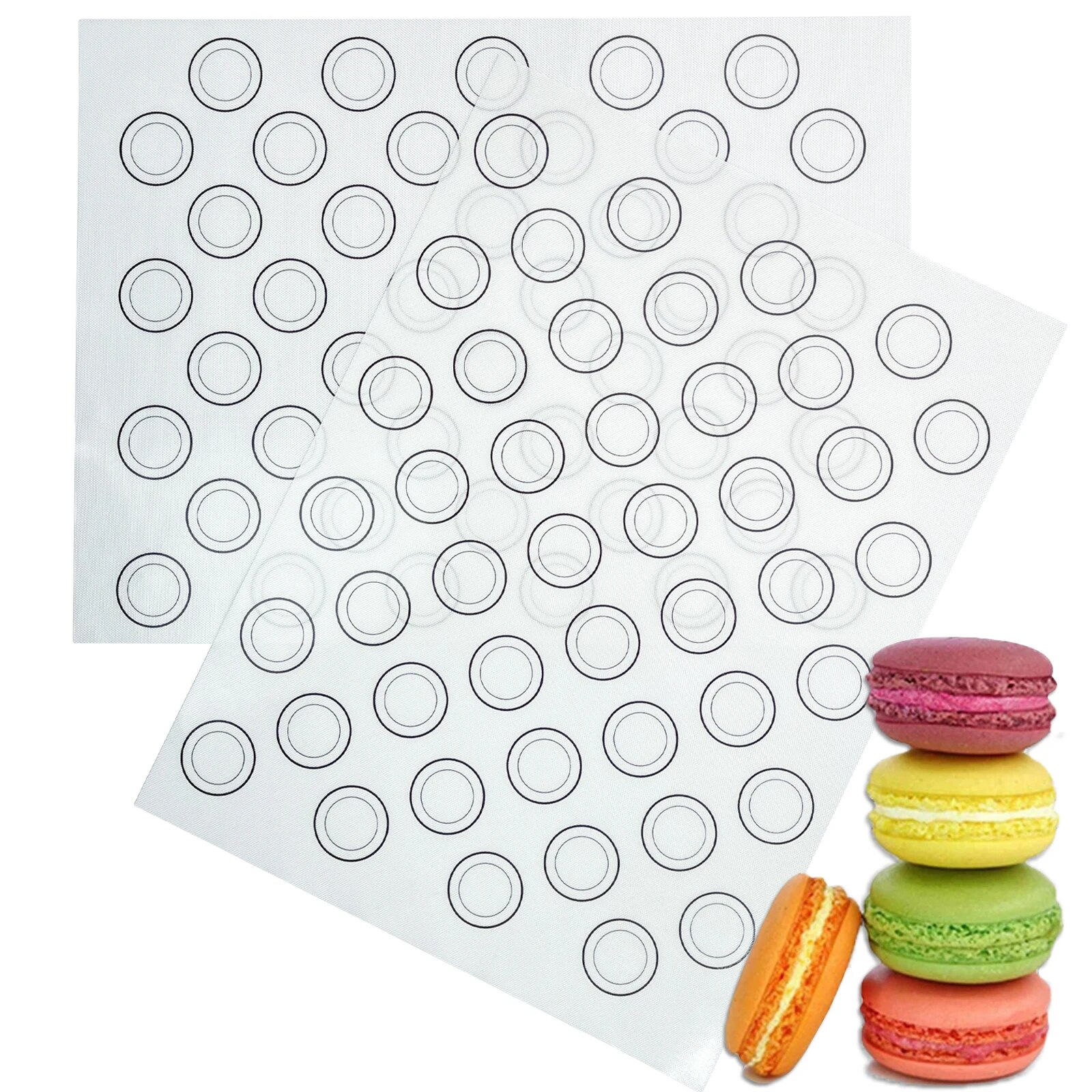 Heat Press Teflon Sheet - オーブン用シリコンベーキングマット1個、マカロンクッキーを焼く、再利用可能、焦げ付き防止、お手入れ簡単、40cm/15.75 X 30cm/11.75インチ、ホワイト