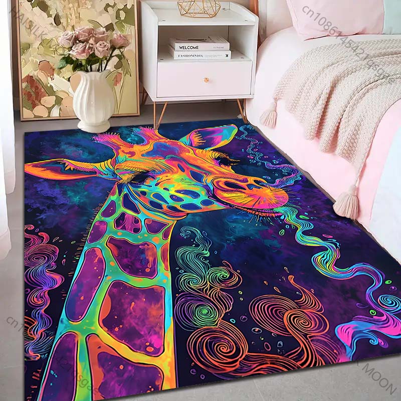 1PC カラフルな芸術的なキリンイメージプリントカーペットラ - Commercial Printing Images のレビューと価格